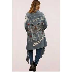 Kyla Seo Luella Jacket S Gunmetal Blue Embroidered Boho Festival Artisan‎